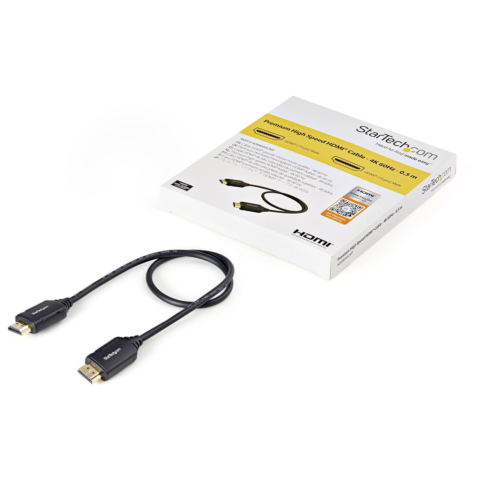 Rca Informatique - image du produit : 0.5M PREMIUM CERTIFIED HDMI 2.0 CABLE - 4K 60HZ