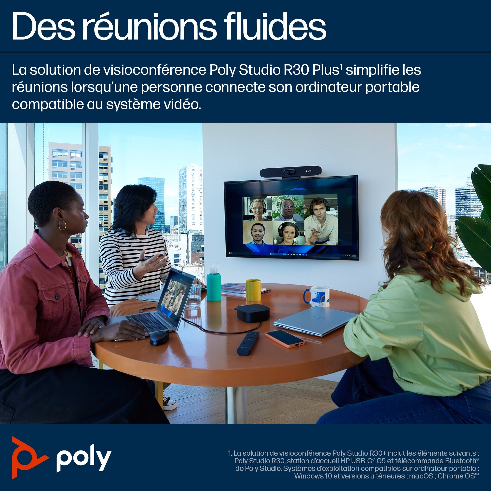 Rca Informatique - image du produit : POLY STUDIO R30 USB VIDEO BAR SWITZERLAND LOCALIZATION