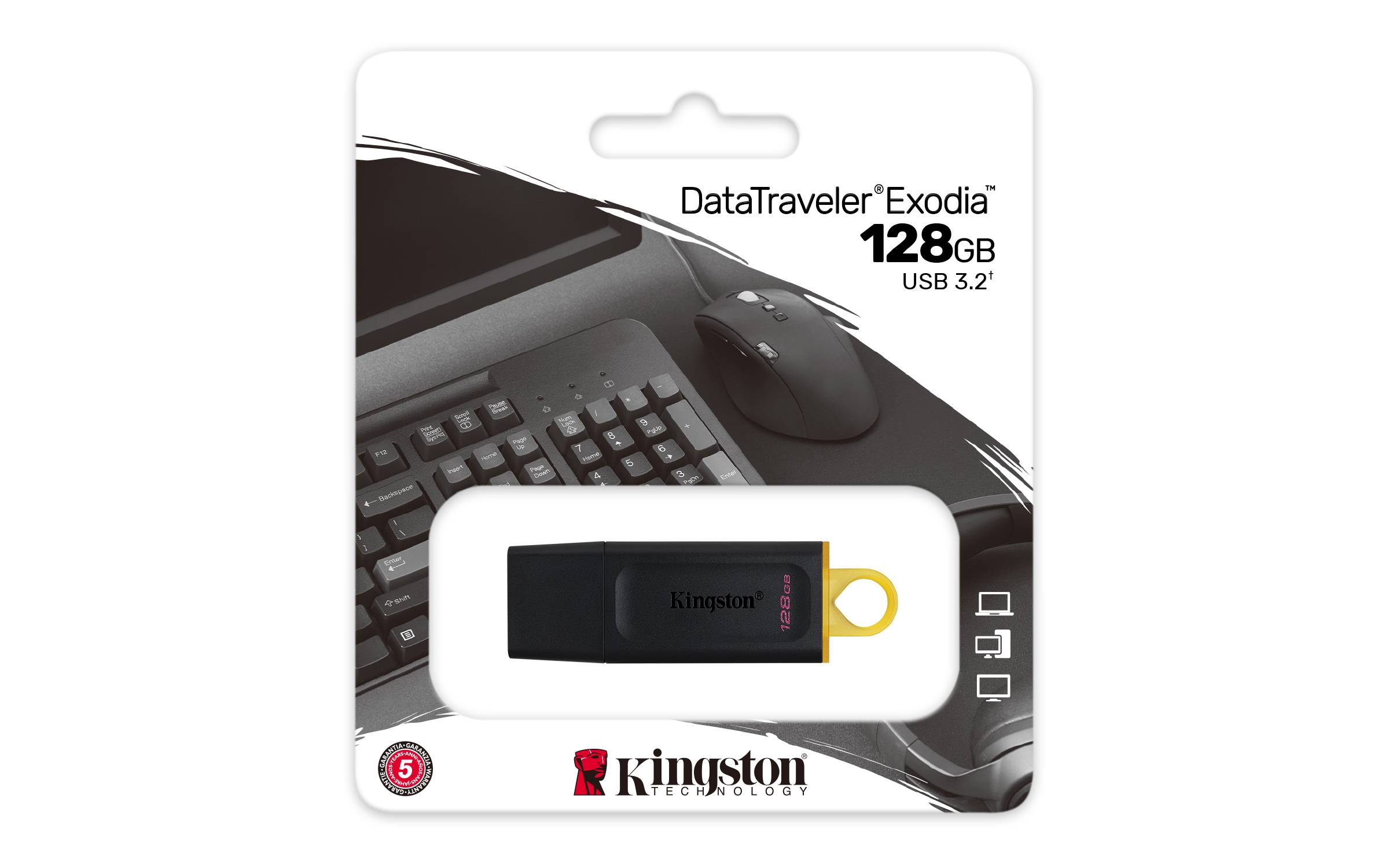 Rca Informatique - image du produit : 128GB DT EXODIA USB 3.2 GEN 1 (BLACK + YELLOW)