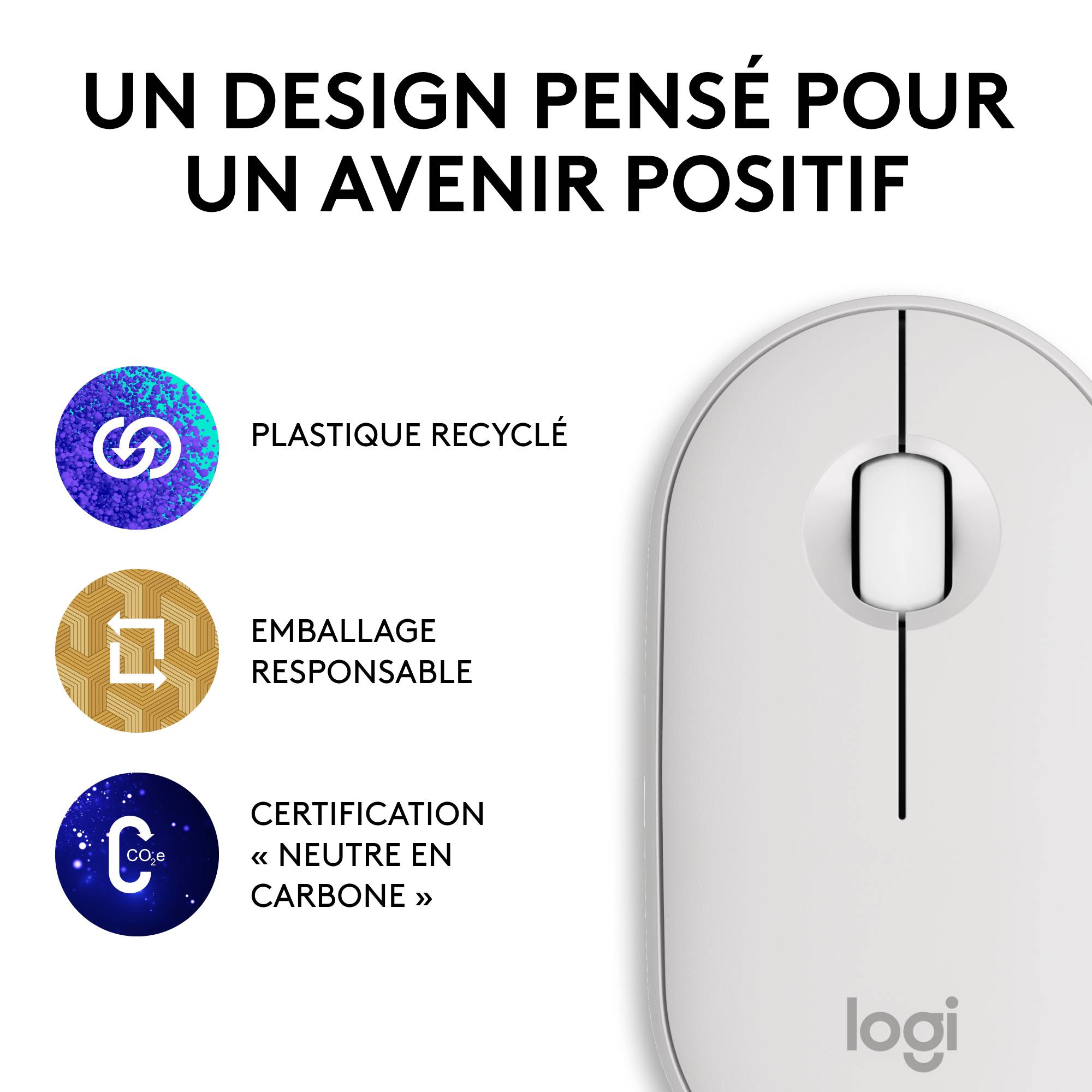 Rca Informatique - image du produit : PEBBLE MOUSE 2 M350S WHITE TONAL BT N/A EMEA-808 DONGLELESS