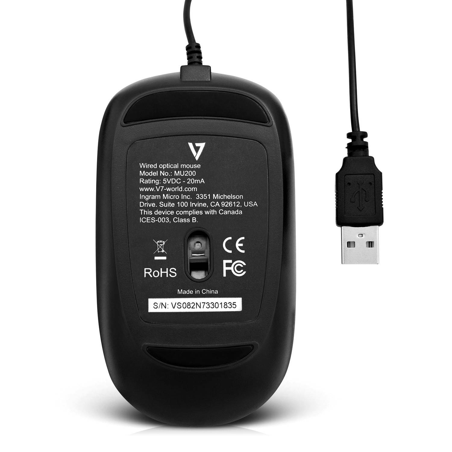 Rca Informatique - image du produit : SOURIS OPTIQUE USB 4 BOUTONS MAX 1600DPI NOIR