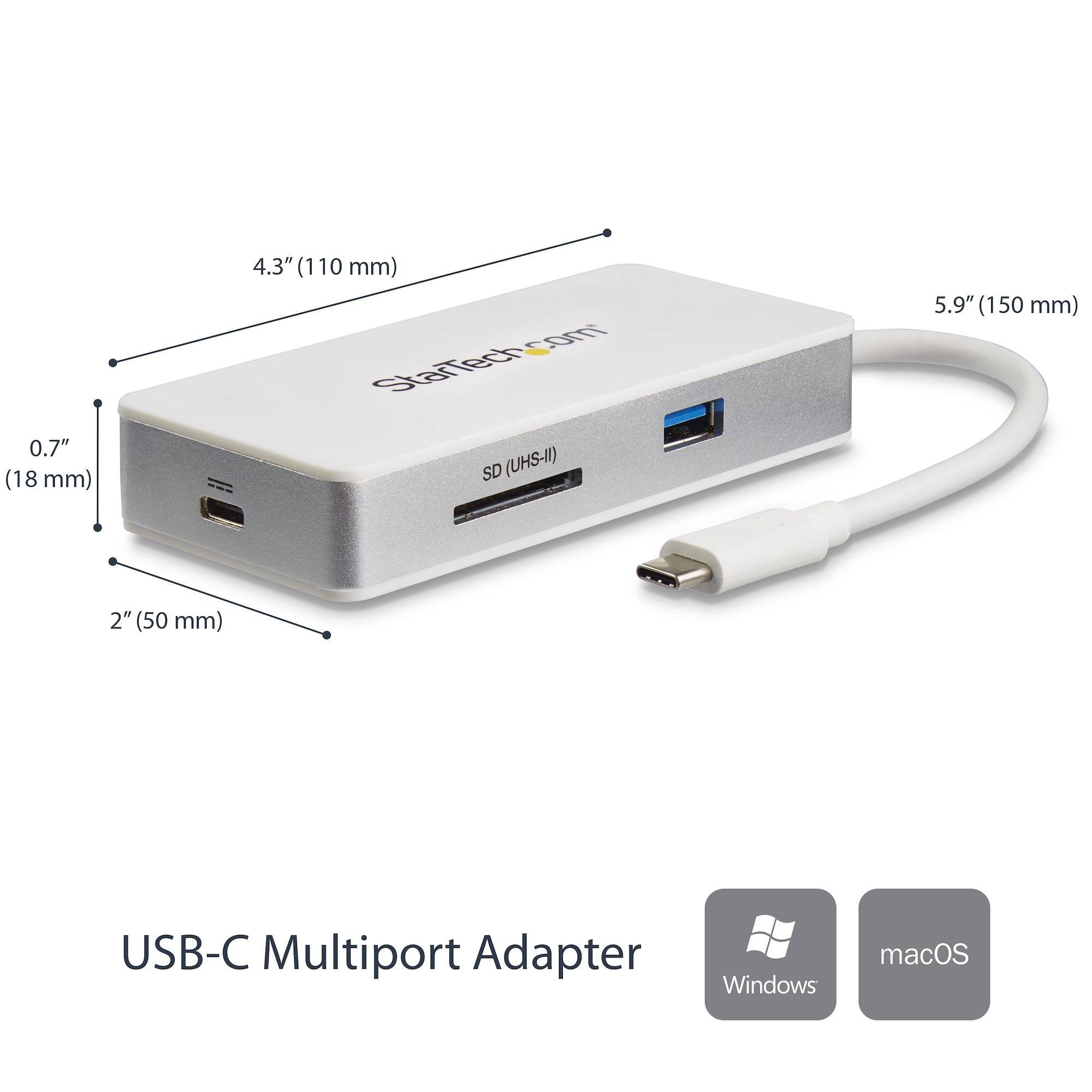 Rca Informatique - image du produit : USB C MULTIPORT ADAPTER - MAC WINDOWS 4K HDMI USB 3.0 SD SLOT