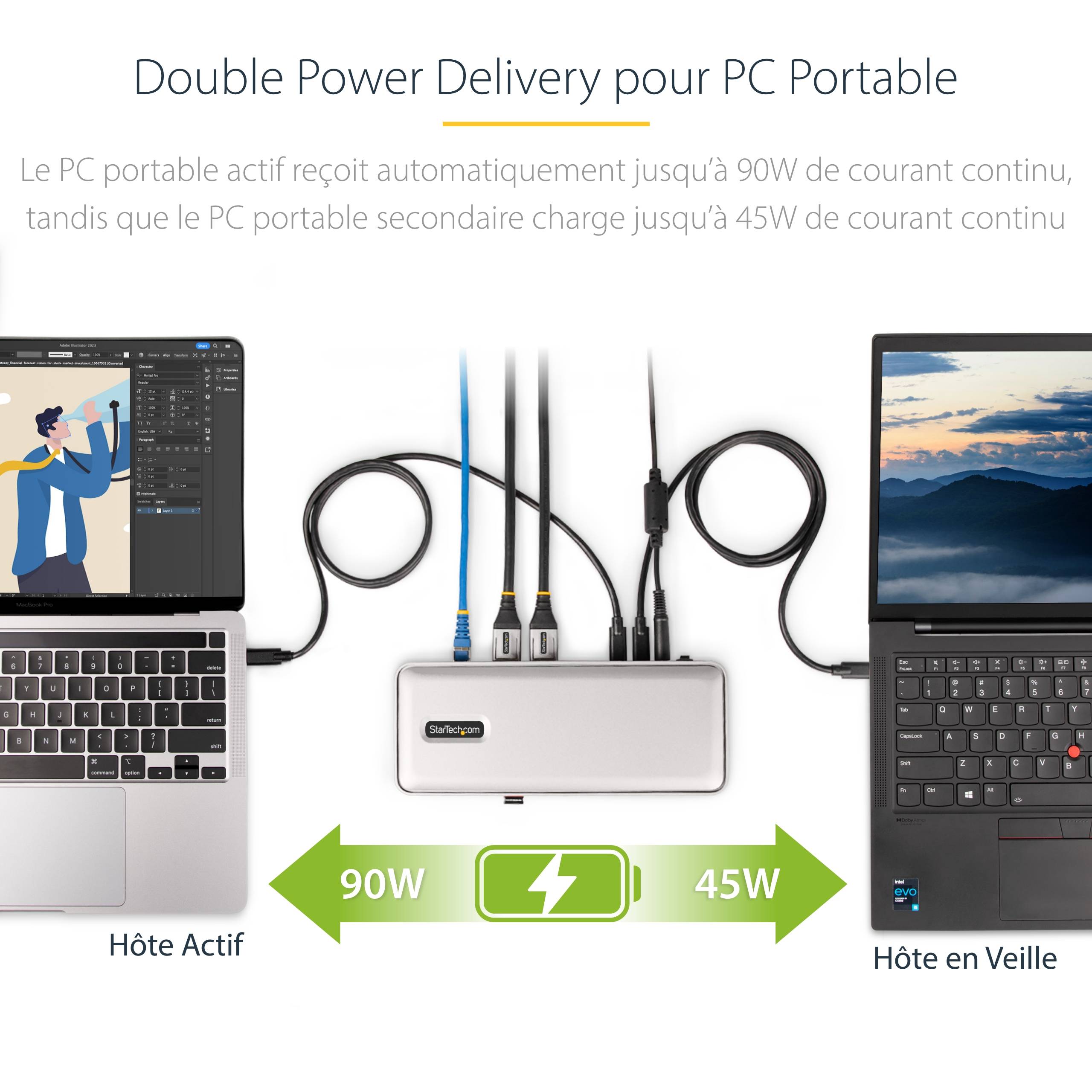 Rca Informatique - image du produit : DUAL-LAPTOP USB-C KVM DOCKING STATION - KVM SWITCH DOCK