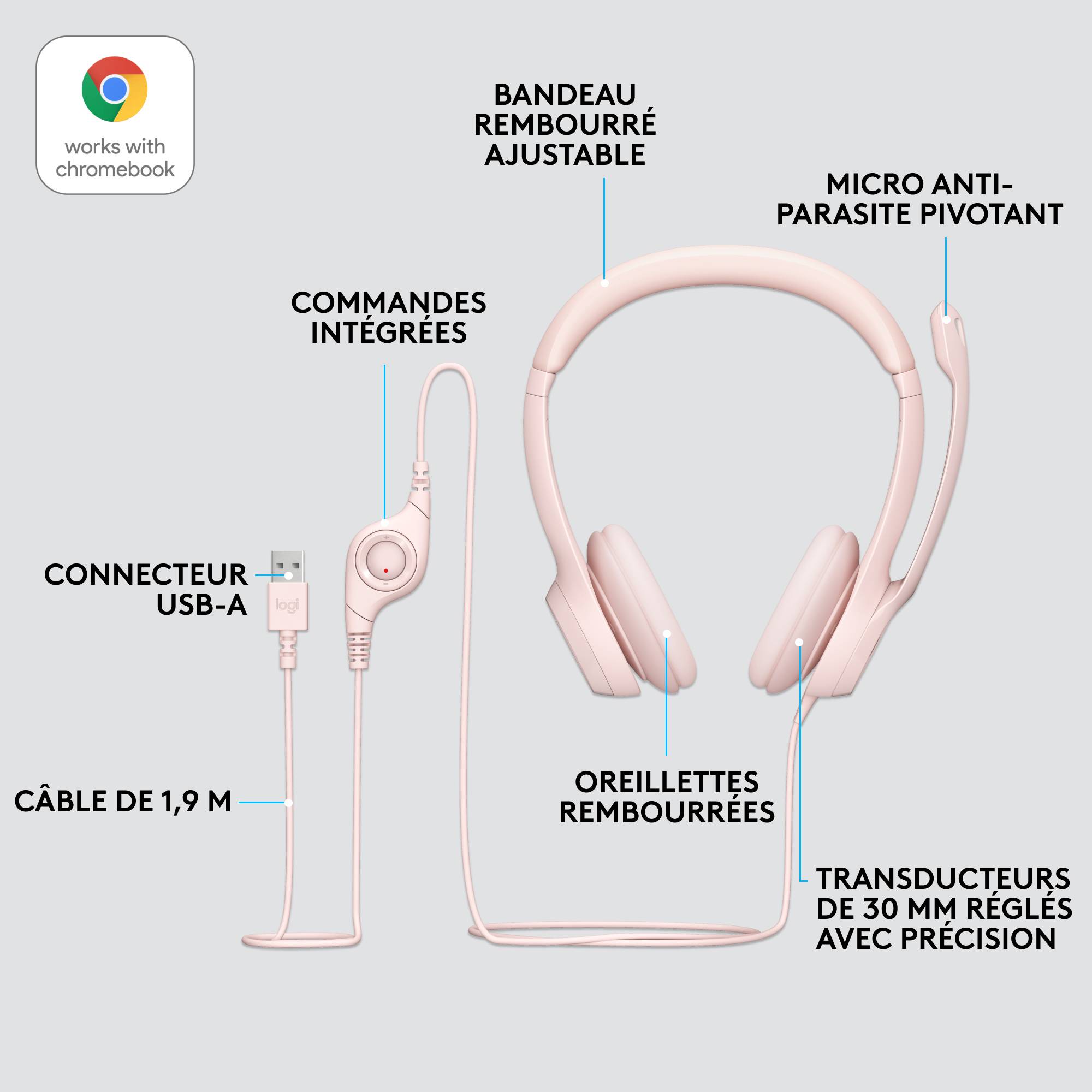 Rca Informatique - image du produit : H390 USB COMPUTER HEADSET -ROSE-EMEA-914