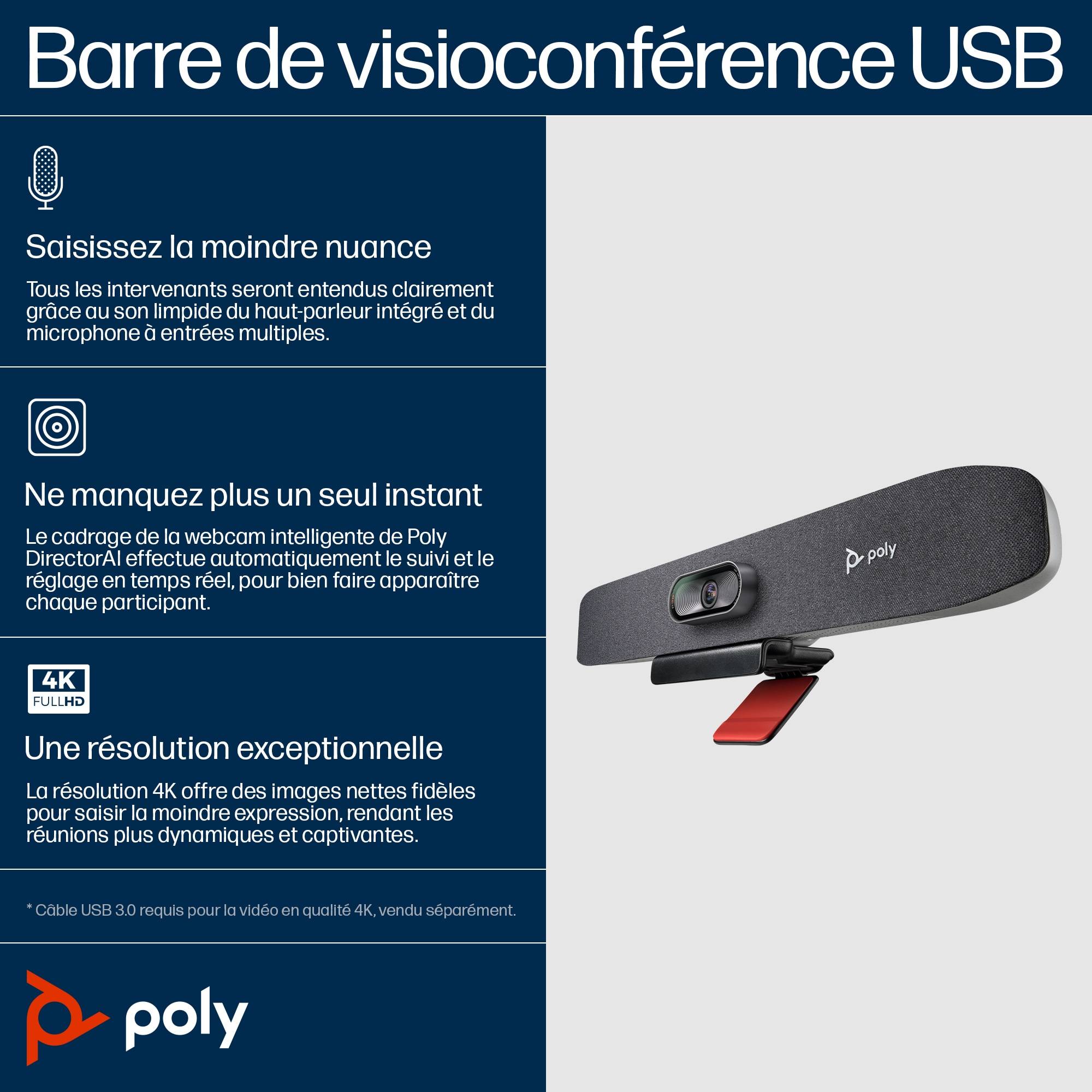 Rca Informatique - image du produit : POLY STUDIO R30 USB VIDEO BAR SWITZERLAND LOCALIZATION