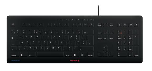 Rca Informatique - image du produit : CHERRY STREAM PROTECT KEYBOARD BLACK UK-ENGLISH LAYOUT