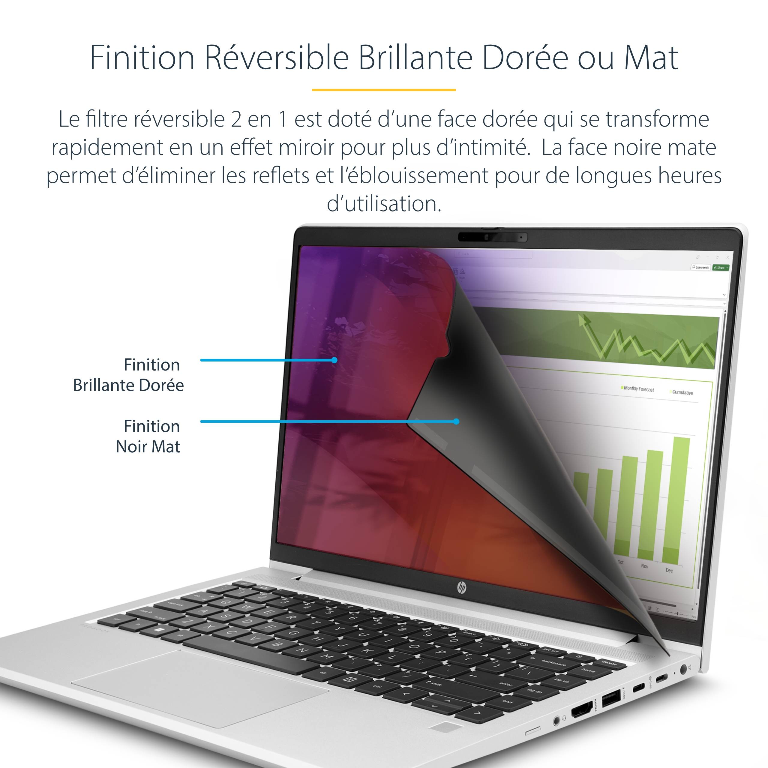 Rca Informatique - image du produit : 15.6IN LAPTOP PRIVACY SCREEN - GOLD PRIVACY FILTER/SECURITY SHI