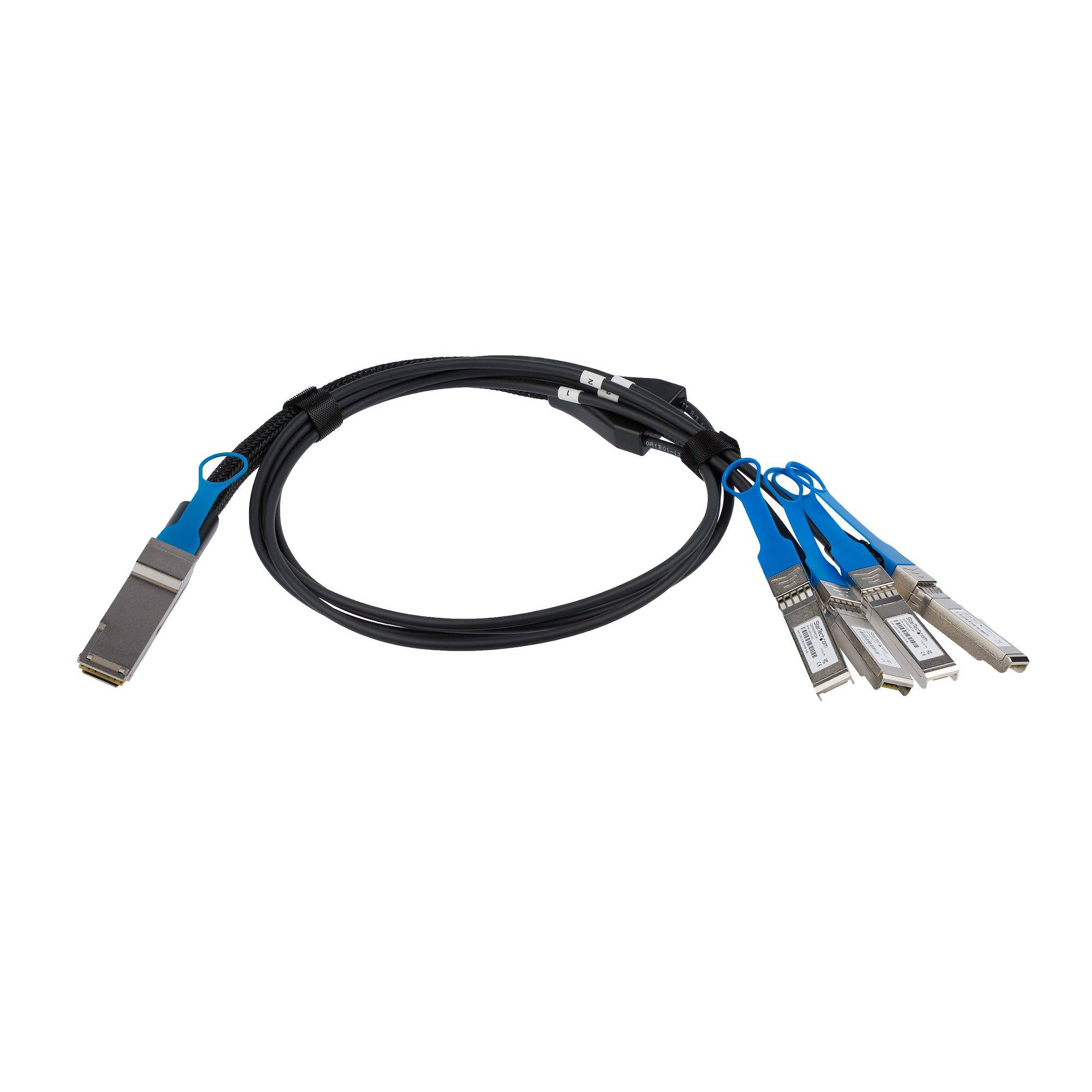 Rca Informatique - image du produit : 1M QSFP+ BREAKOUT CABLE - MSA COMPLIANT - QSFP+ TO 4 SFP+