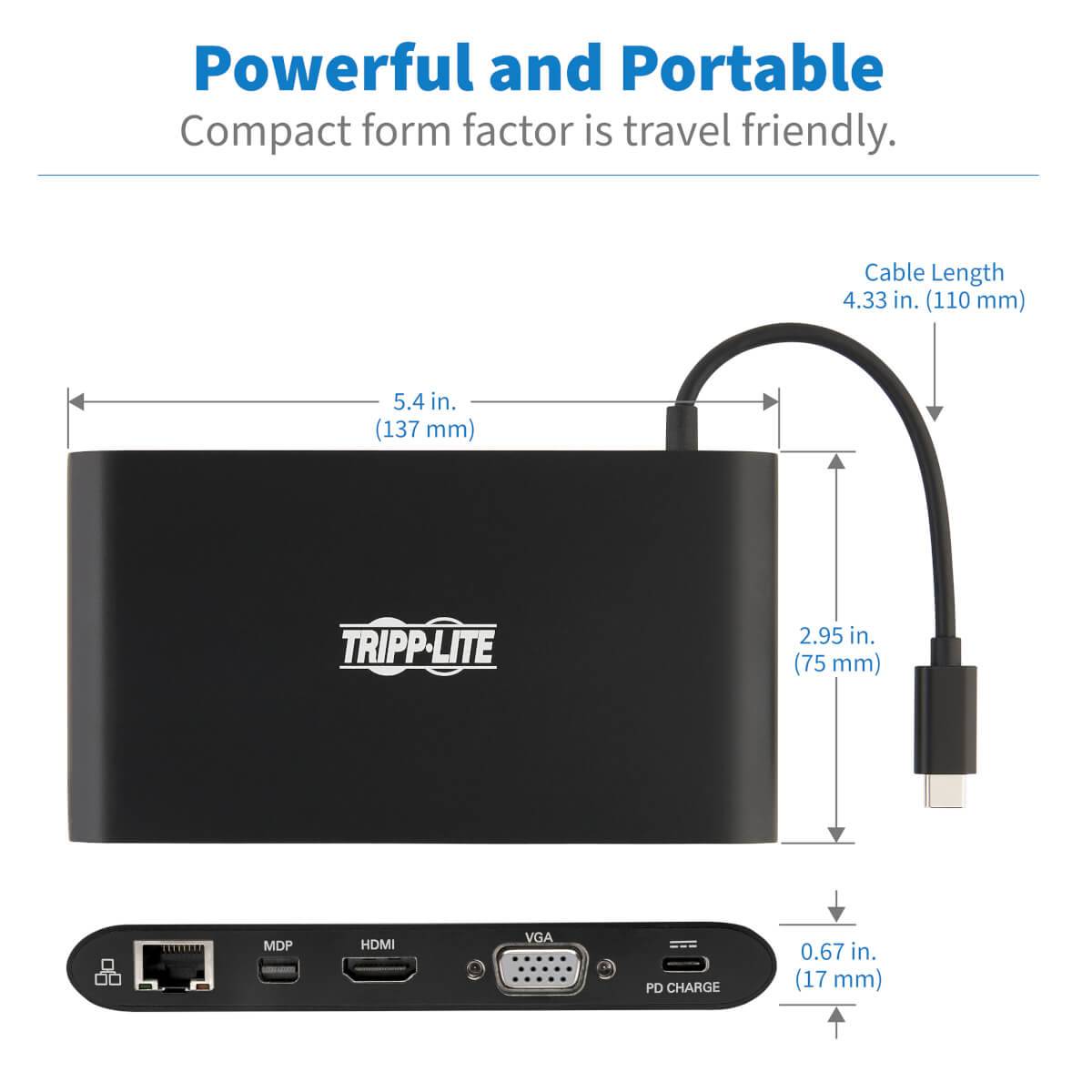 Rca Informatique - image du produit : USB-C LAPTOP DOCKING STATION TYPE-C HDMI VGA THUNDERB 3BLACK