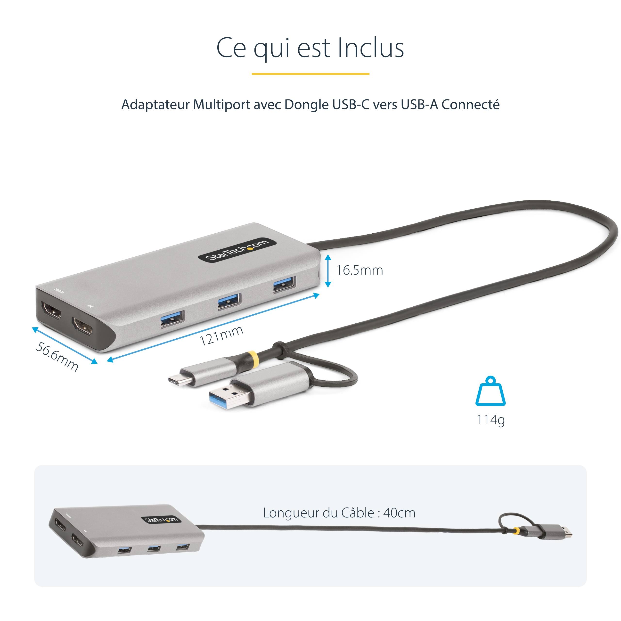 Rca Informatique - image du produit : USB-C / USB-A MULTIPORT ADAPTER 3-PORT USB HUB MINI TRAVEL DOCK