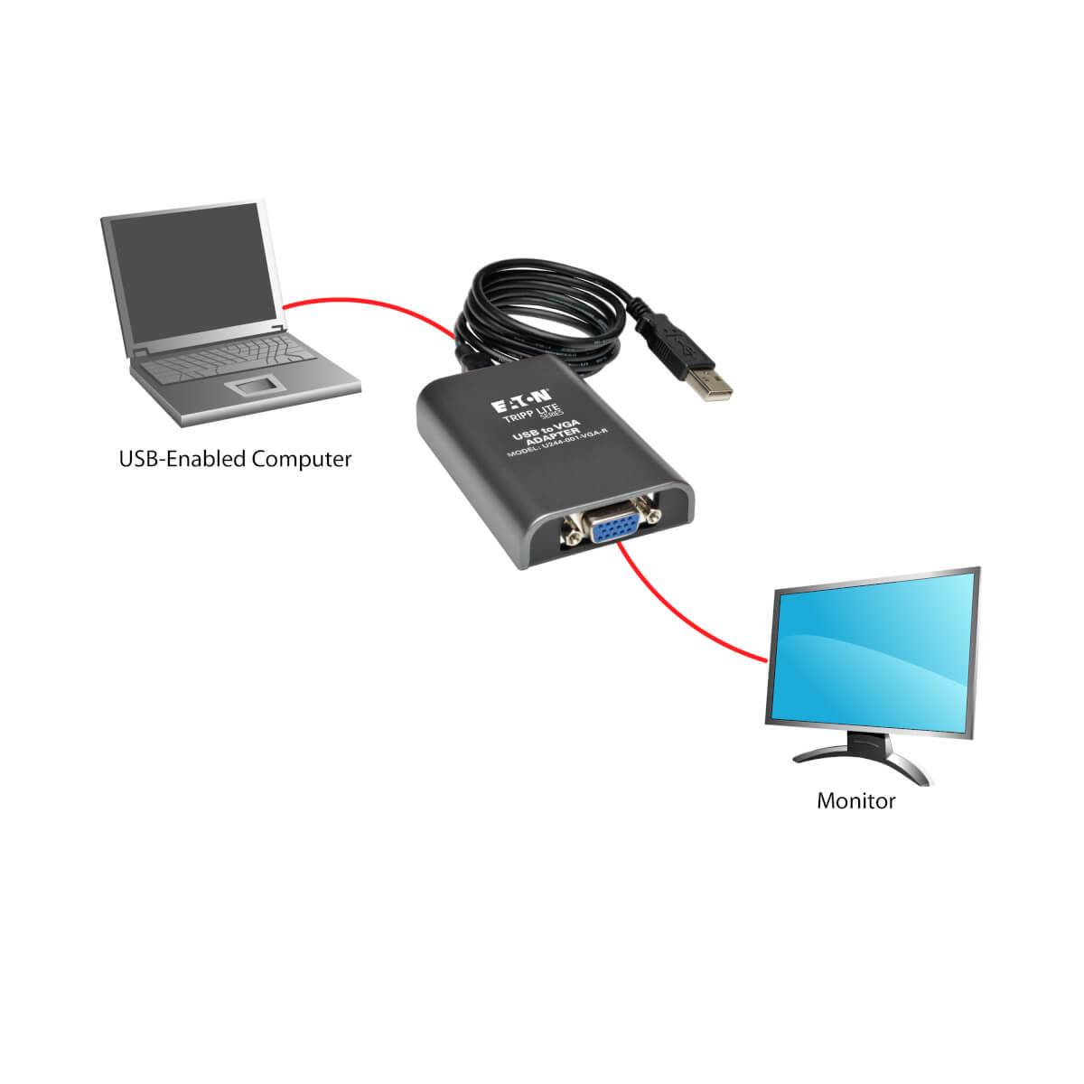 Rca Informatique - image du produit : USB 2.0 TO VGA DUAL MONITOR