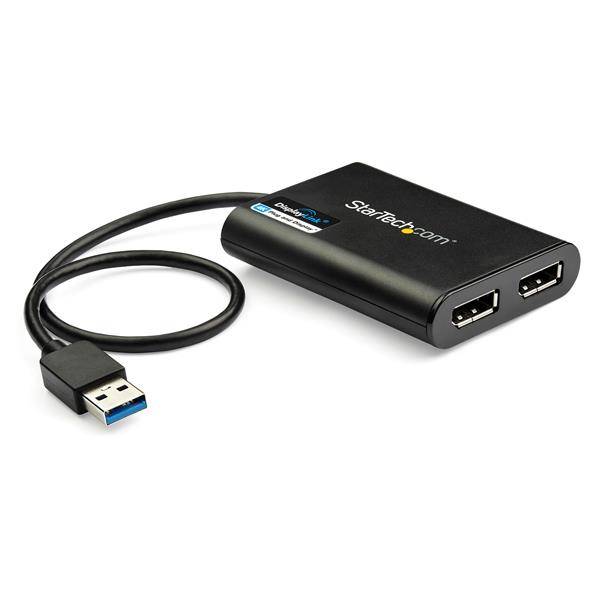 Rca Informatique - image du produit : USB TO DUAL DISPLAYPORT ADAPTER - 4K 60HZ - USB 3.0 (5GBPS)