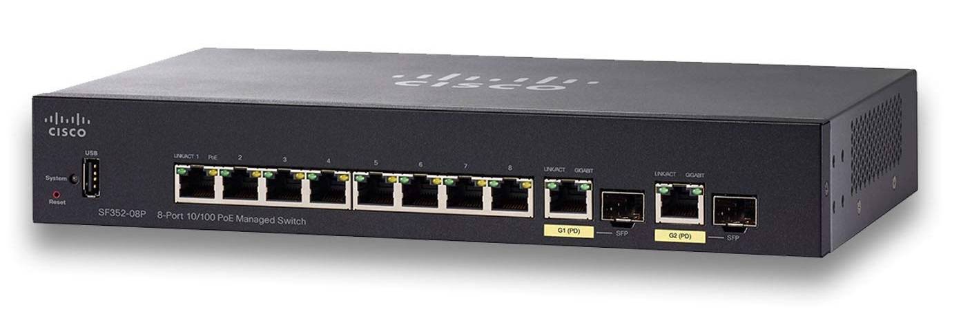 Rca Informatique - Image du produit : CISCO SF352-08P 8-PORT 10/100 POE MANAGED SWITCH