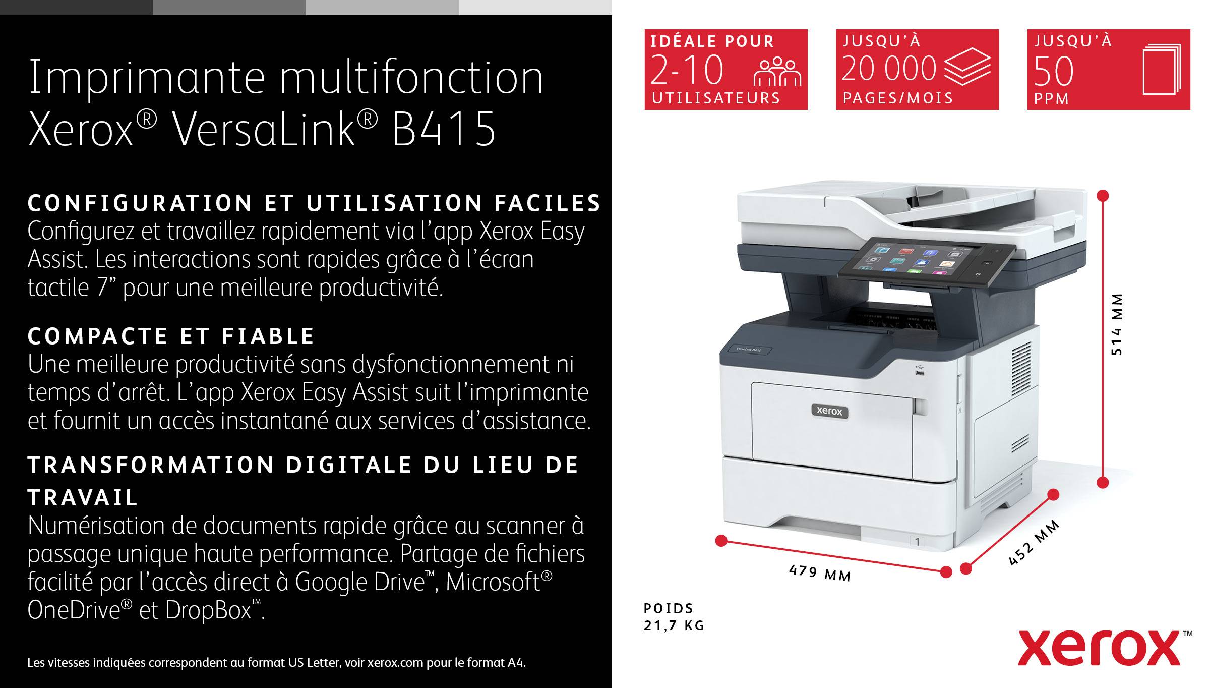 Rca Informatique - image du produit : VERSALINK B415 A4 47PPM DUPLEX COPY/PRINT/SCAN/FAX PS3 PCL5E/6