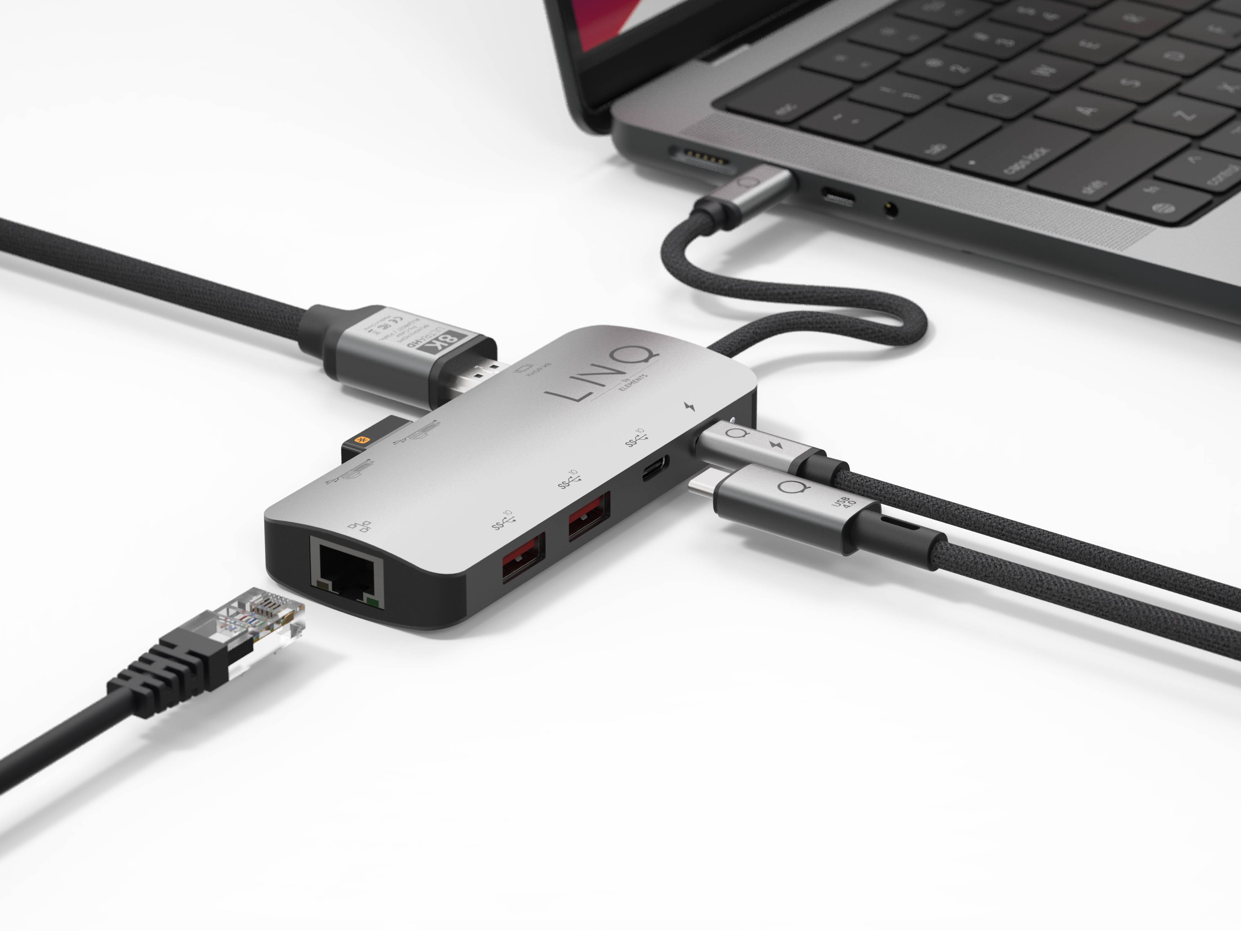 Rca Informatique - image du produit : 8IN1 USB-C HUB 8K HDMI/RJ45 LINQ - GREY