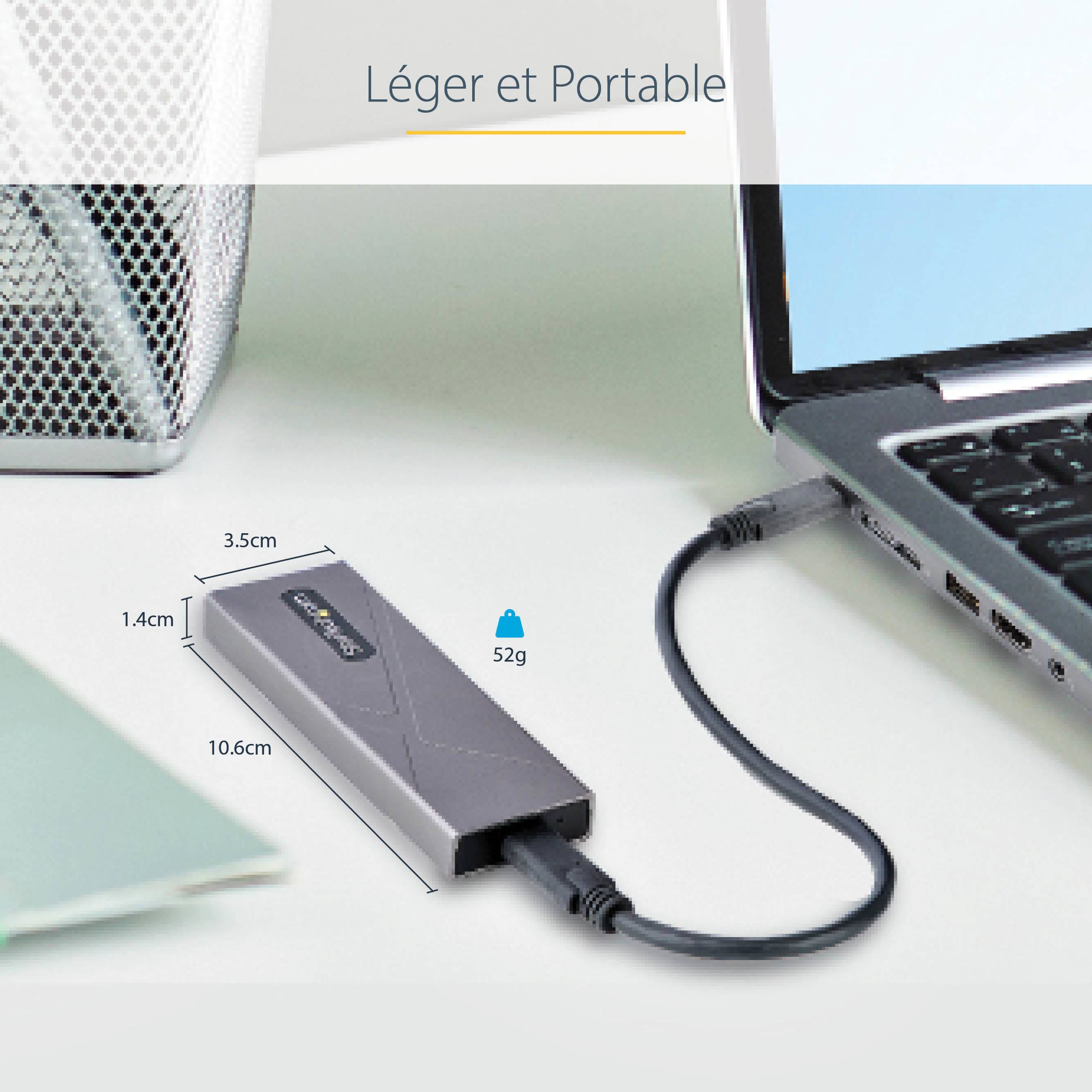 Rca Informatique - image du produit : BOITIER EXTERNE SSD M.2 NVME/S ATA - CABLES HOTES USB-C + USB A