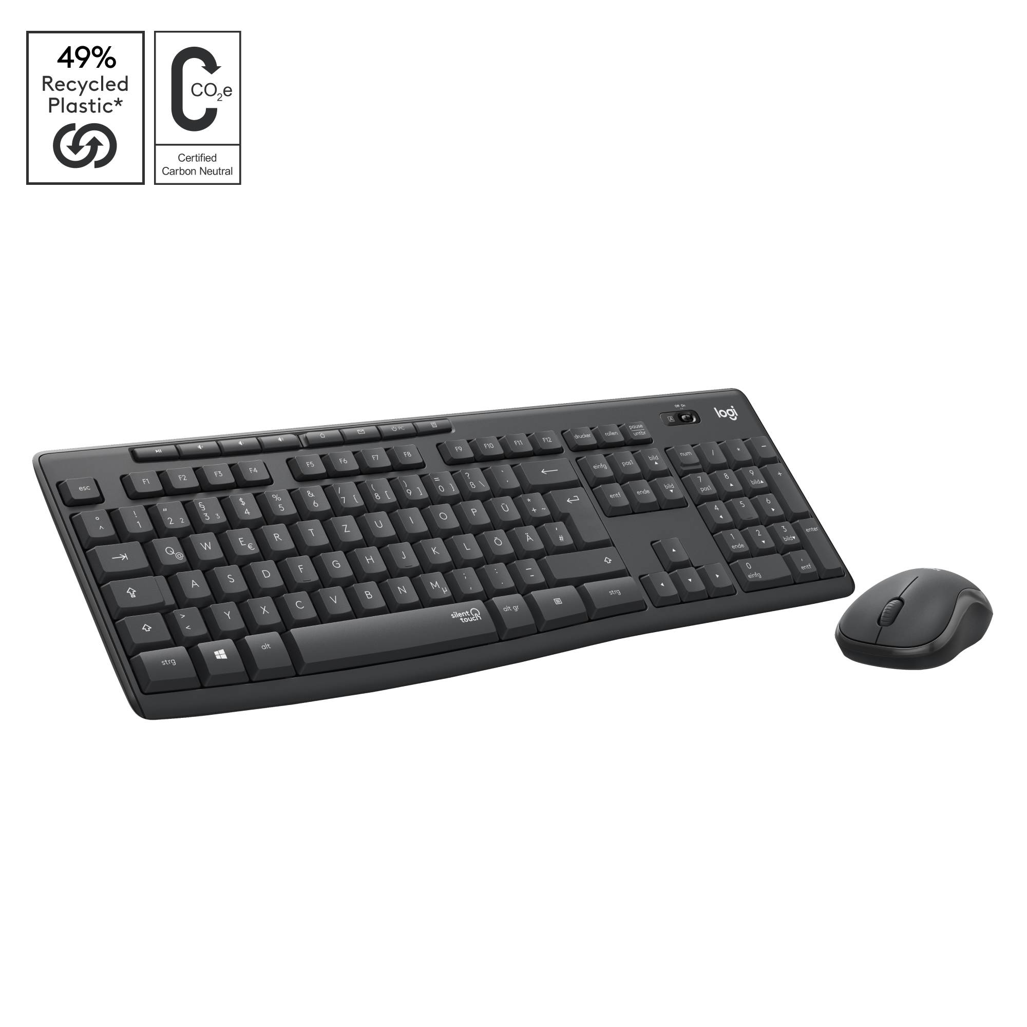 Rca Informatique - image du produit : MK295 SILENT WIRELESS COMBO GRAPHITE CH CENTRAL