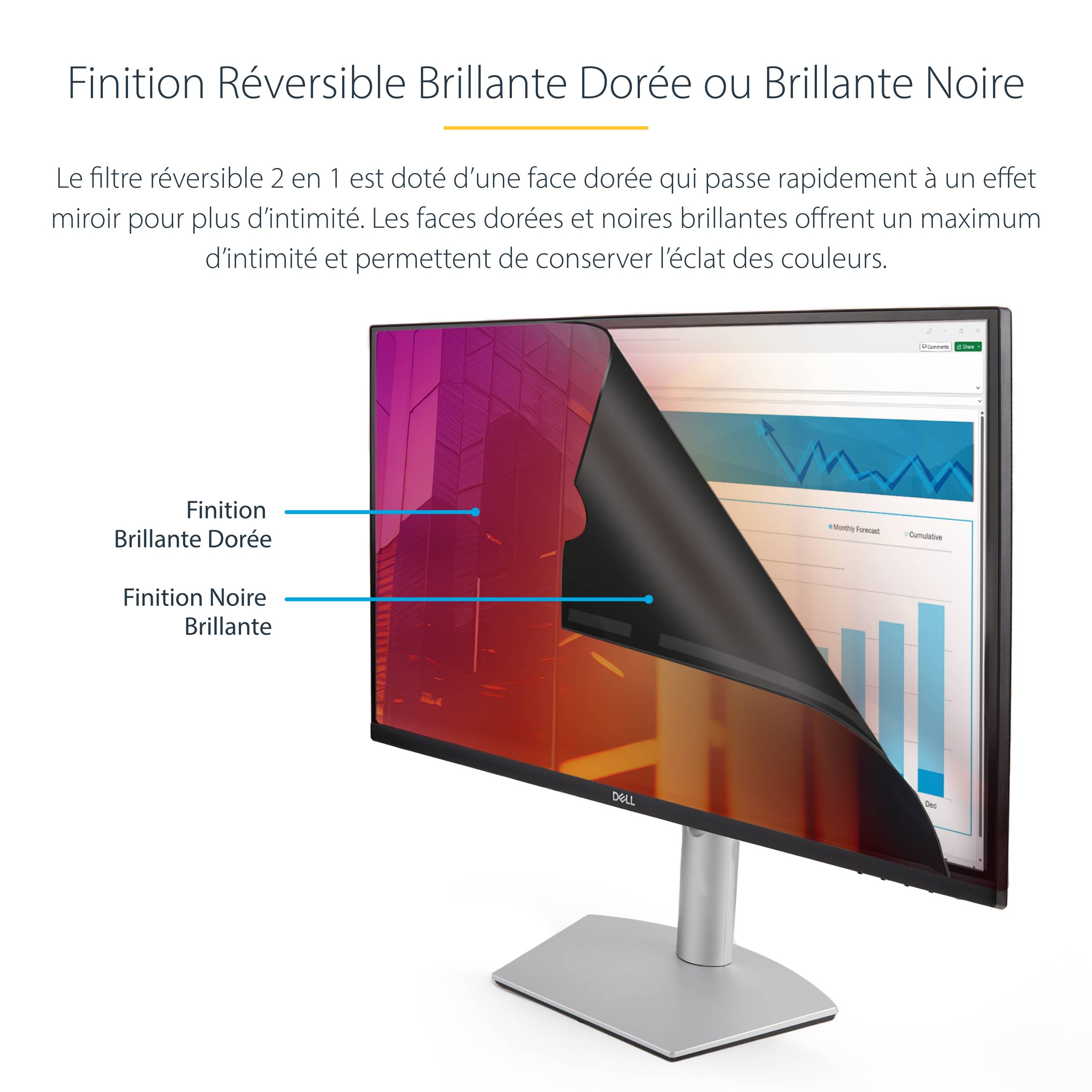 Rca Informatique - image du produit : FILTRE DE CONFIDENTIALITE POUR ECRAN 24 REVERSIBLE/DORE