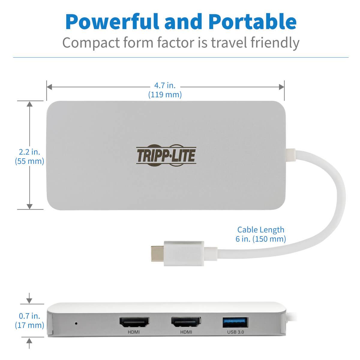 Rca Informatique - image du produit : USB-C DOCKING STATION TYPE-C X2 HDMI+VGA THUNDERB 3 PD CHARGE