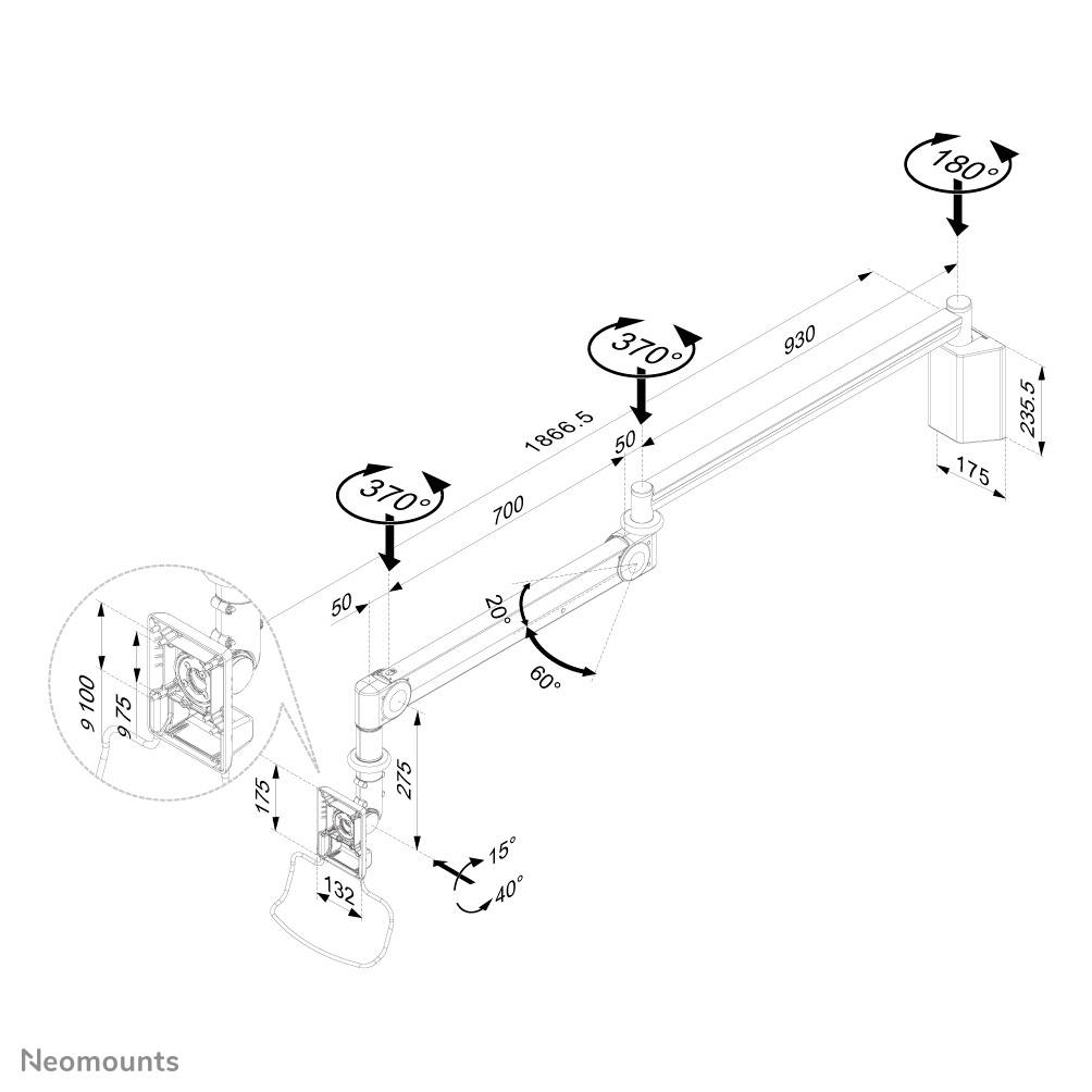 Rca Informatique - image du produit : MEDICAL WALL MOUNT 10-24IN GAS MAX 6KG.VESA75X75TO100X100MM