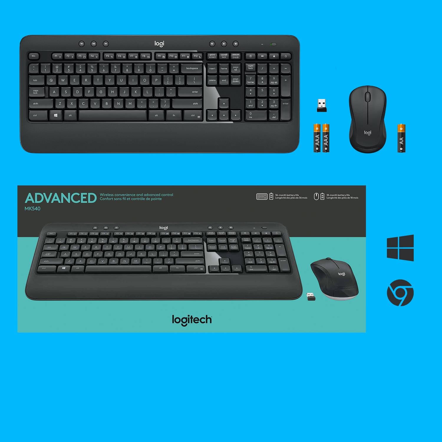 Rca Informatique - image du produit : MK540 ADV WRLS KEYBOARD /MOUSE COMBO-N/A-CH-2.4GHZ-N/A-CNTRL