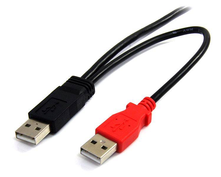 Rca Informatique - image du produit : CABLE USB 2.0 EN Y A VERS MINI B 18 M POUR DISQUE DUR EXTERNE