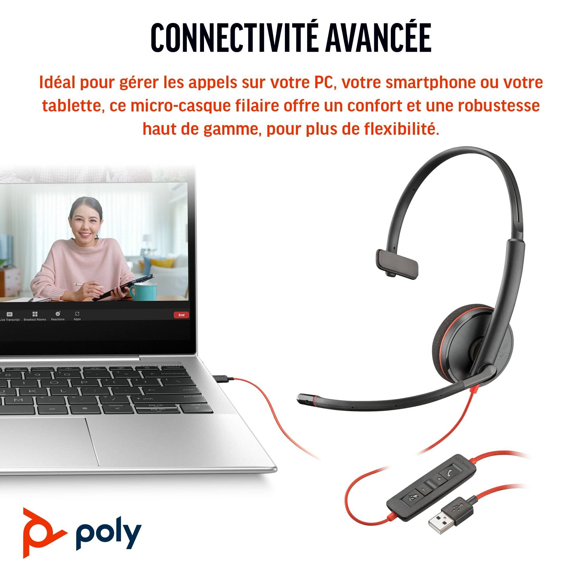 Rca Informatique - image du produit : POLY BW 3210 MONO USB-C HS +USB-C/A