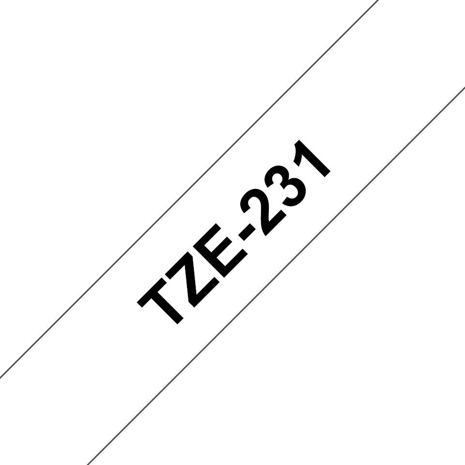 Rca Informatique - image du produit : TZE-231 LAMINATED TAPE 12MM 8M NOIR/BLANC