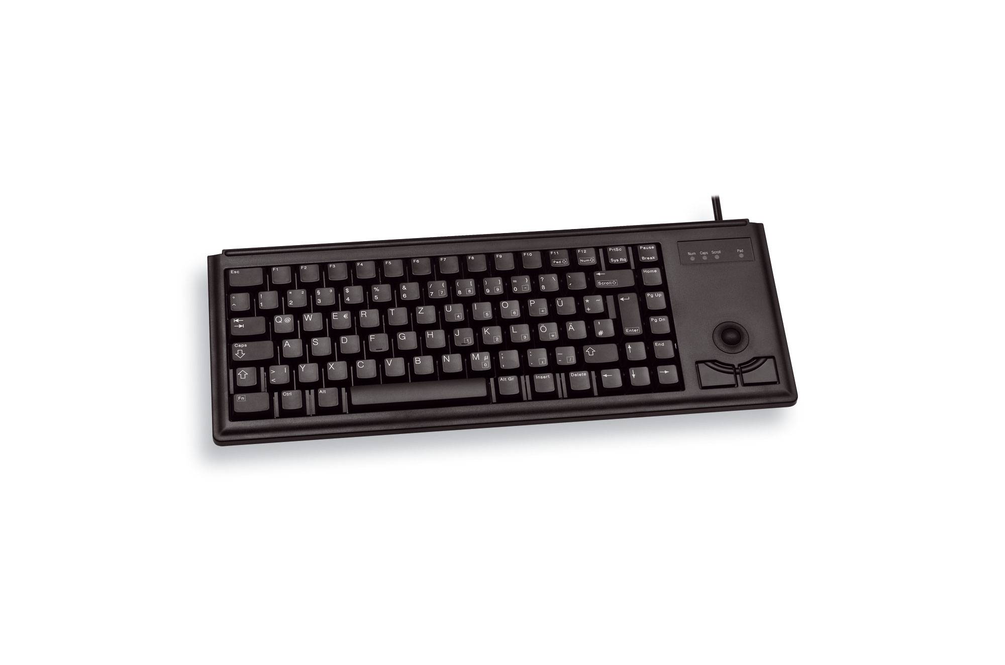 Rca Informatique - image du produit : COMPACT KEYBOARD TRACKBALL USB BLACK US-ENGLISH INTL ML TECH