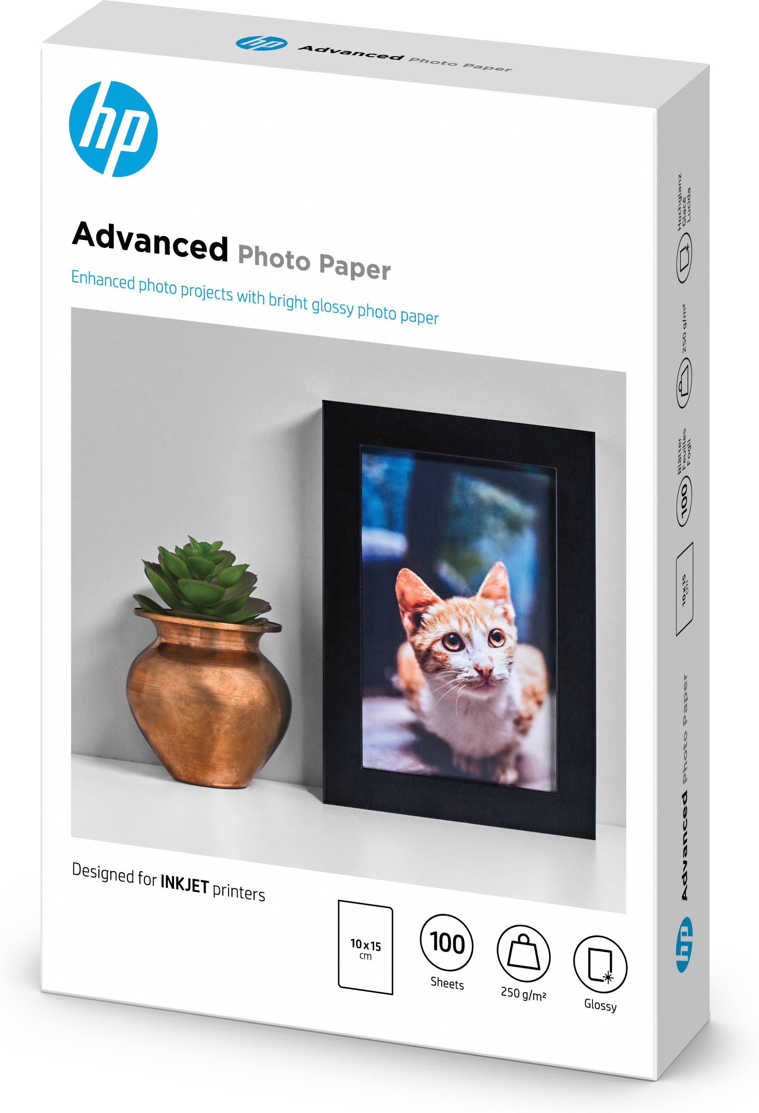 Rca Informatique - image du produit : PAPIER PHOTO FINITION BRILLA HP ADVANCED 250G 100F 10 X 15