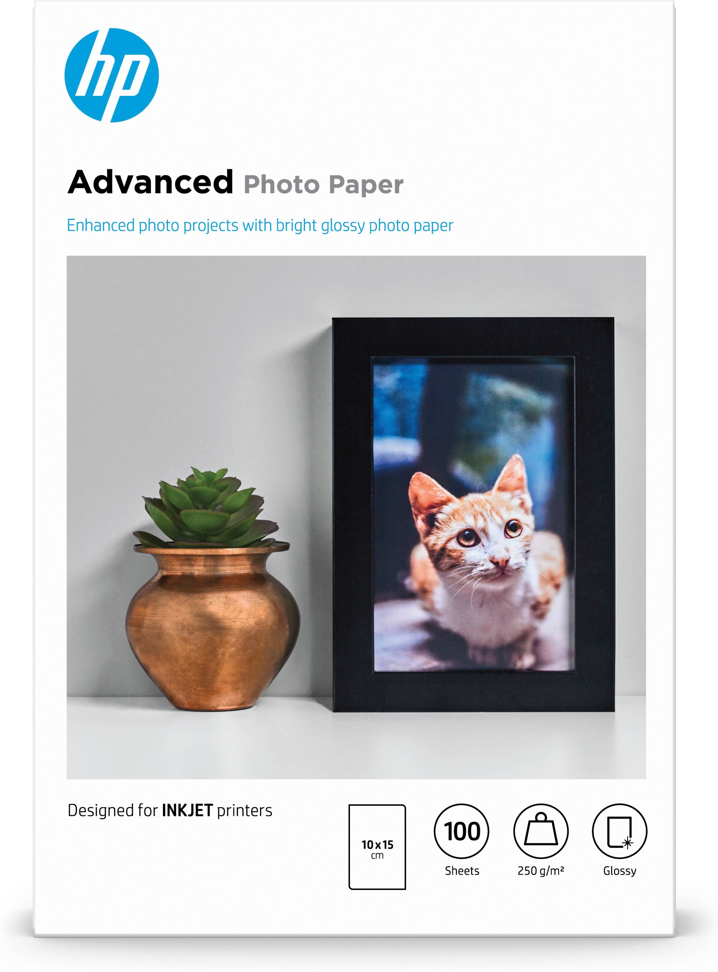 Rca Informatique - Image du produit : PAPIER PHOTO FINITION BRILLA HP ADVANCED 250G 100F 10 X 15