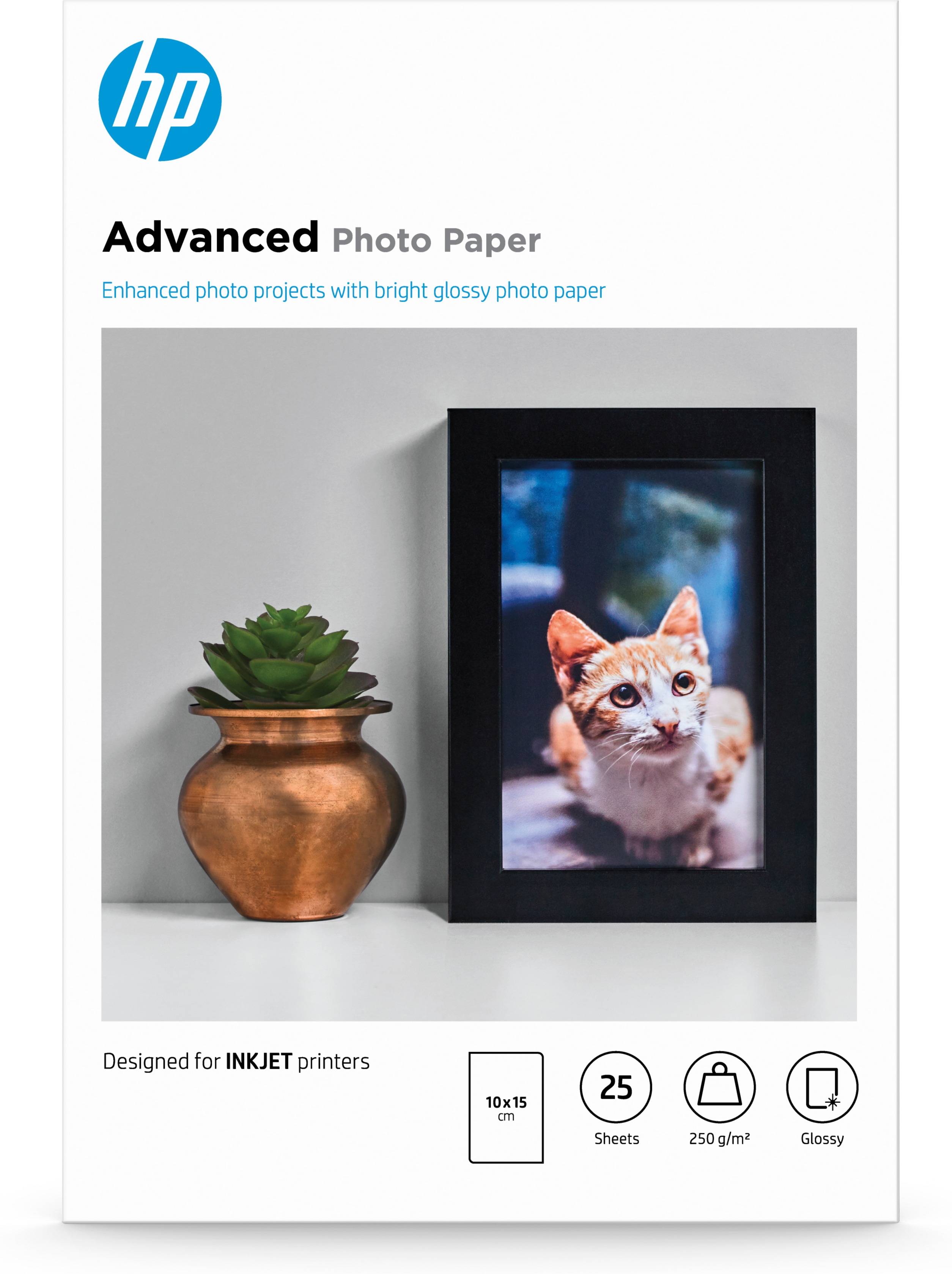 Rca Informatique - Image du produit : PAPIER PHOTO FINITION BRILLA HP ADVANCED 250 G 25F 10X15