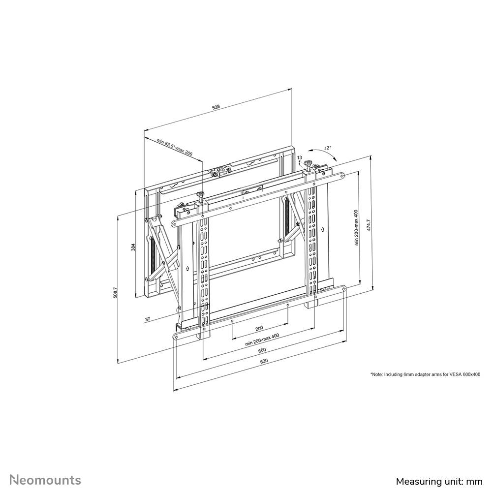 Rca Informatique - image du produit : NEOMOUNTS BY NEWSTAR WALL MOUNTED VIDEO WALL MOUNT (POP-OU