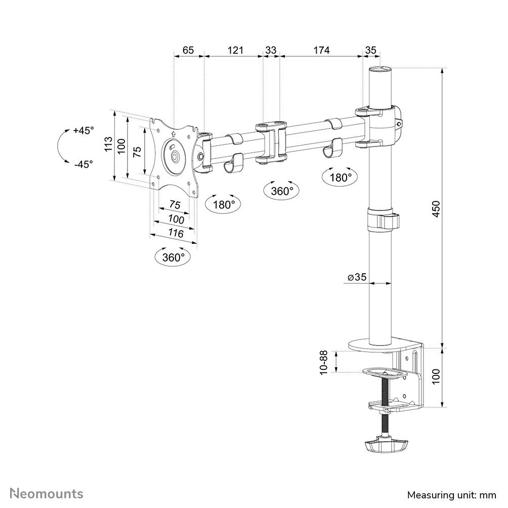 Rca Informatique - image du produit : DESK MOUNT 10-30IN FULL MOTION CLMP/GRM.MAX8KG.VESA75X75TO100X1