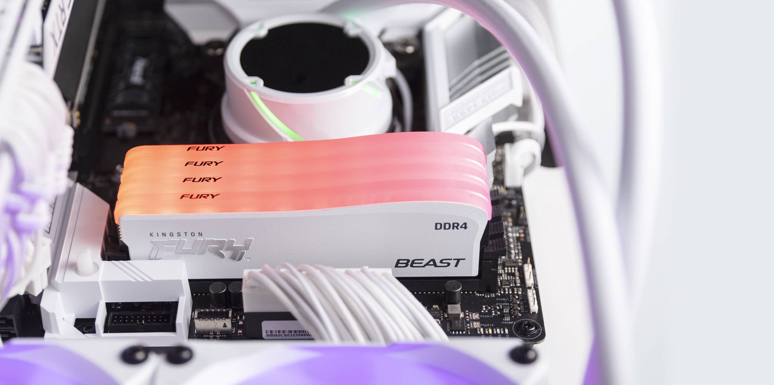 Rca Informatique - image du produit : 16GB DDR4-3200MT/S CL16 DIMM FURY BEAST WHITE RGB SE