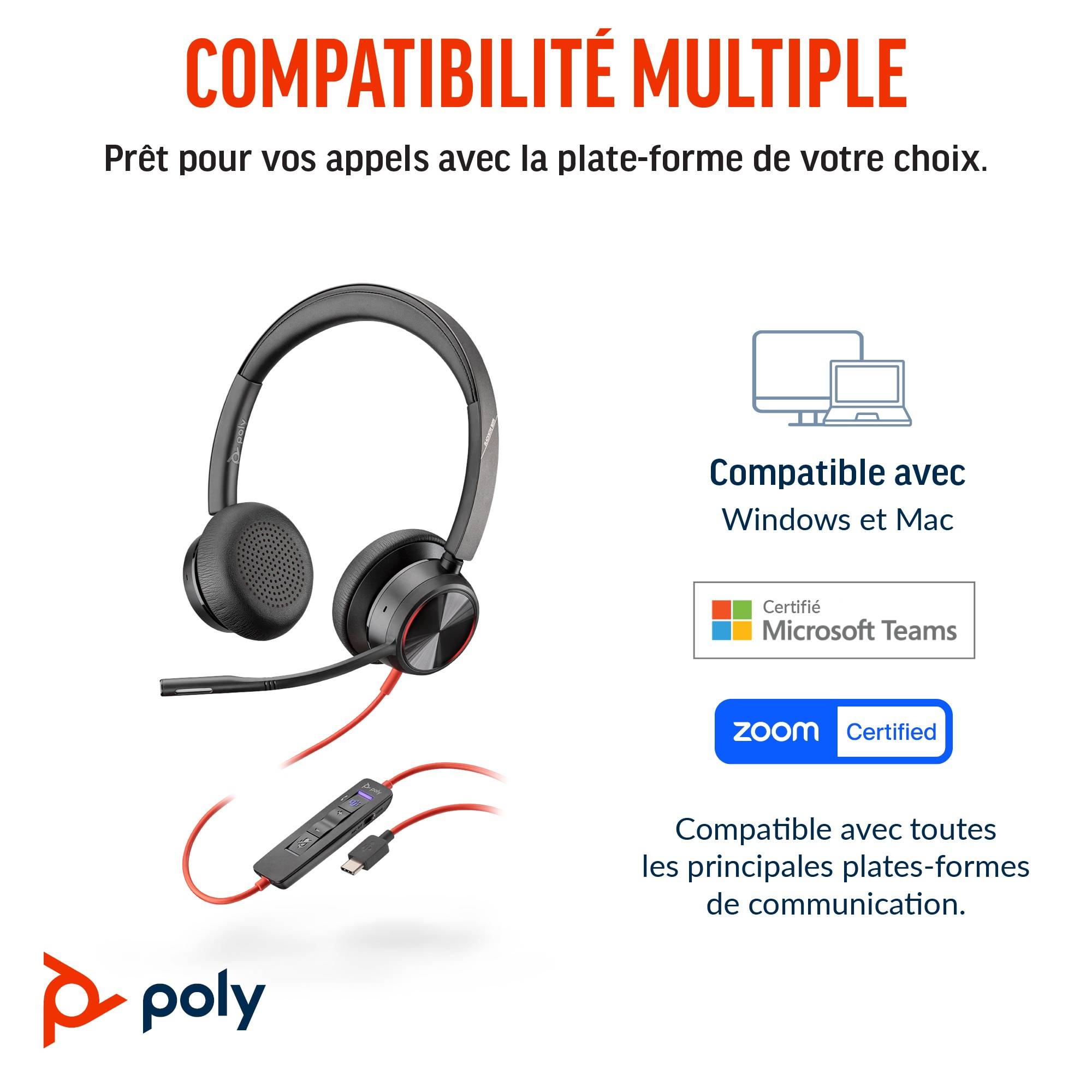 Rca Informatique - image du produit : POLY BW 8225 STEREO USB-C HS +USB-C/A