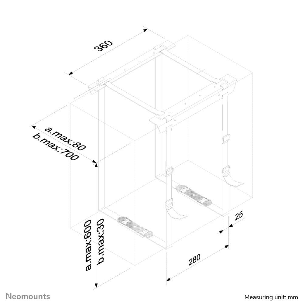 Rca Informatique - image du produit : SUPPORT SOUS BUREAU POUR PC HT 3-60CM LARG 8-70CM