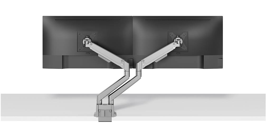 Rca Informatique - image du produit : NEXT SLIM DESK MOUNT DOUBLE DISPLAY TOPFIX CLAMP/GROMM SILVE