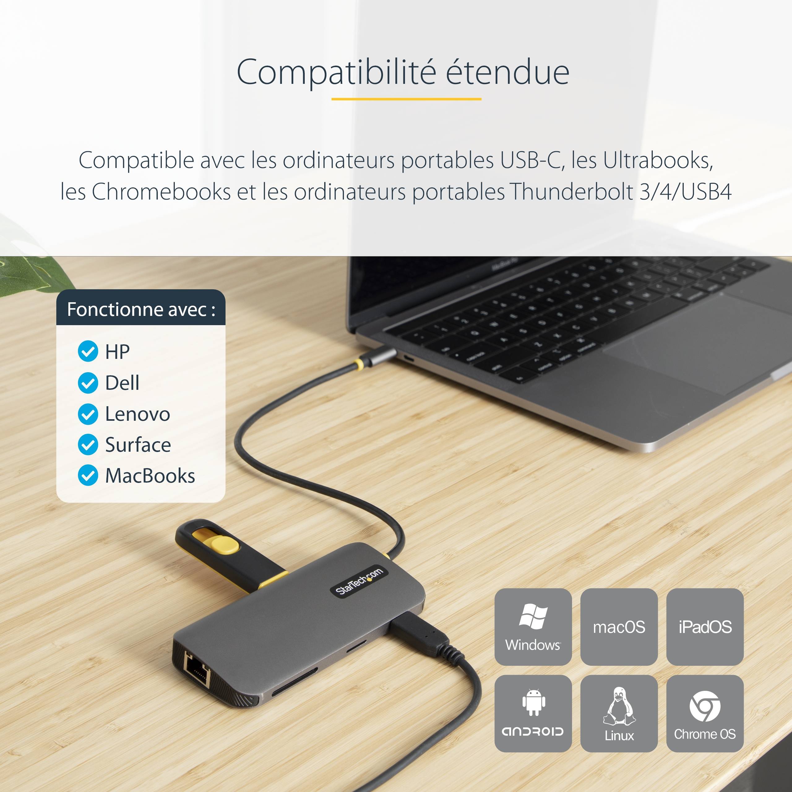 Rca Informatique - image du produit : USB C MULTIPORT ADAPTER 4K 60HZ HDMI VIDEO/5GBPS USB HUB/100W PD