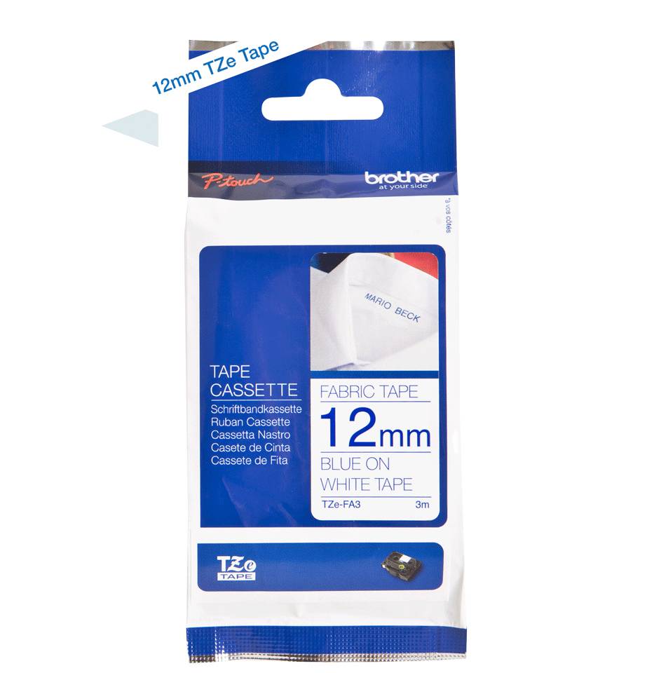 Rca Informatique - image du produit : TZE-FA3 LAMINATED TAPE 12MM 3M RUBAN TISSU BLEU/BLANC