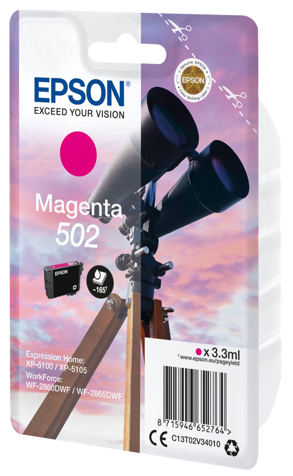 Rca Informatique - image du produit : BINOCULARS SINGLEPACK MAGENTA 502 INK 3.3 ML