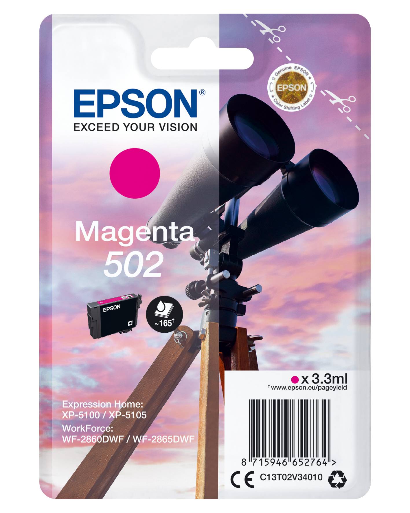 Rca Informatique - Image du produit : BINOCULARS SINGLEPACK MAGENTA 502 INK 3.3 ML