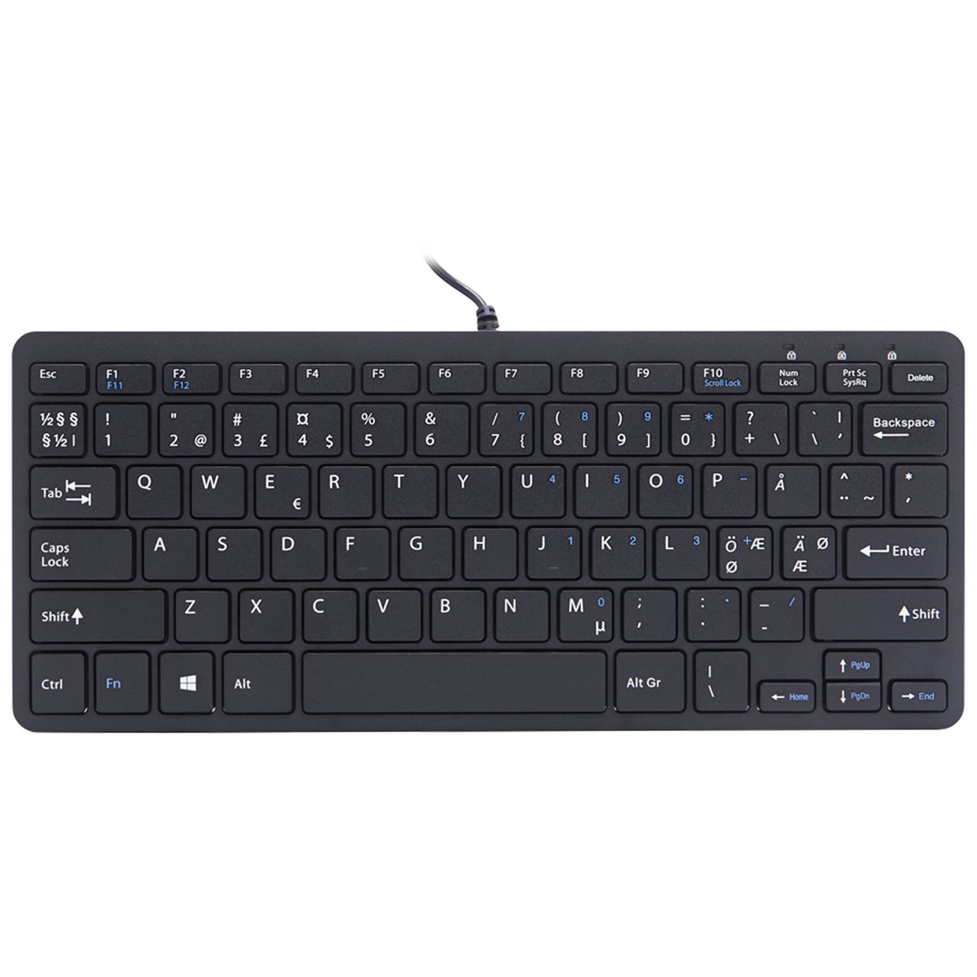 Rca Informatique - Image du produit : R-GO COMPACT KEYBOARD NORDIC LAYOUT QWERTY BLACK WIRED