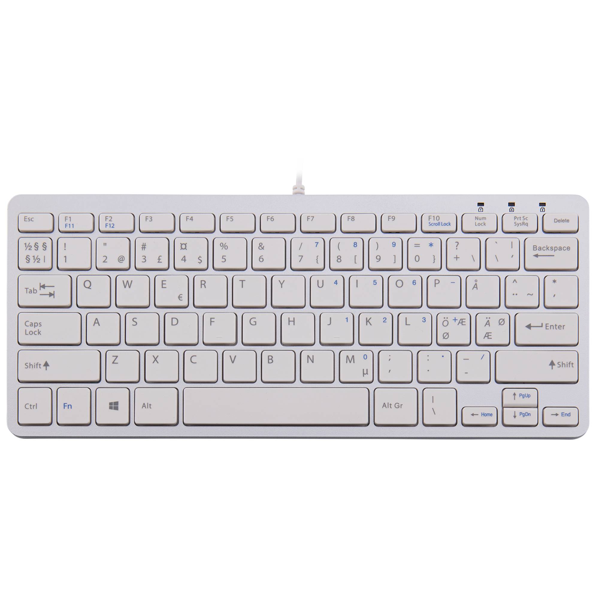 Rca Informatique - Image du produit : R-GO COMPACT KEYBOARD NORDIC LAYOUT QWERTY WHITE WIRED