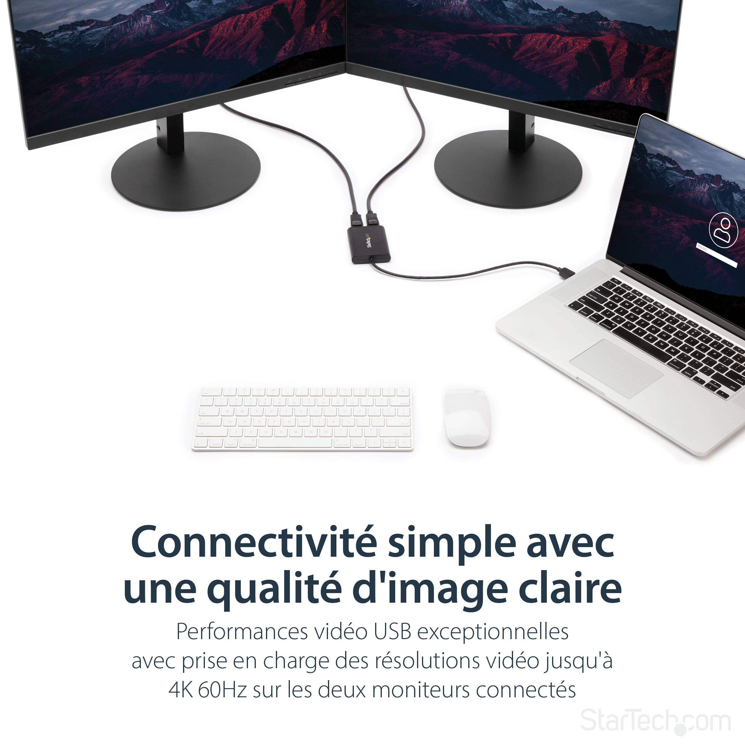 Rca Informatique - image du produit : USB TO DUAL DISPLAYPORT ADAPTER - 4K 60HZ - USB 3.0 (5GBPS)