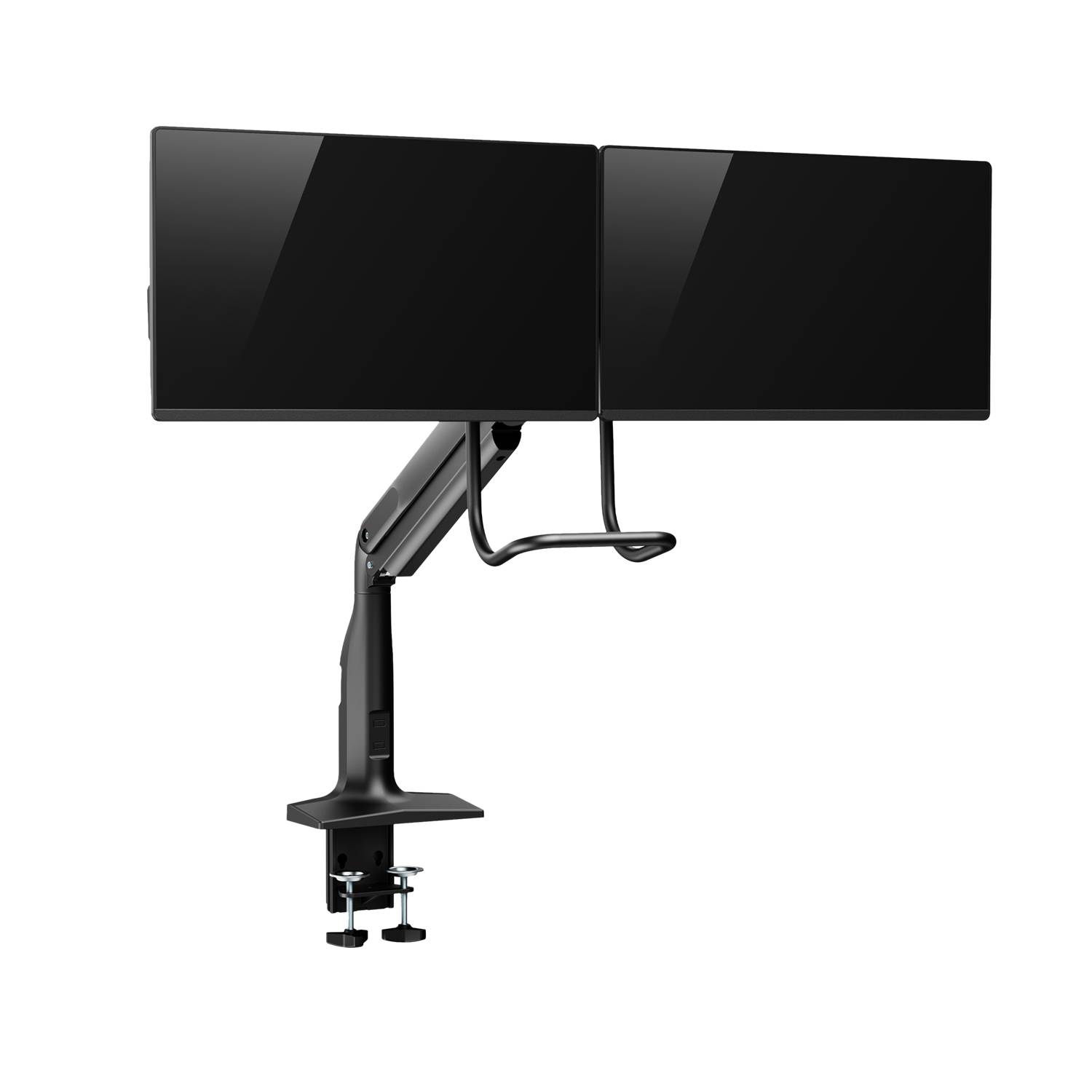 Rca Informatique - image du produit : DUAL MONITOR GAS SPRING MOUNT ERGO CROSSBAR HANDLE FULL MOTION