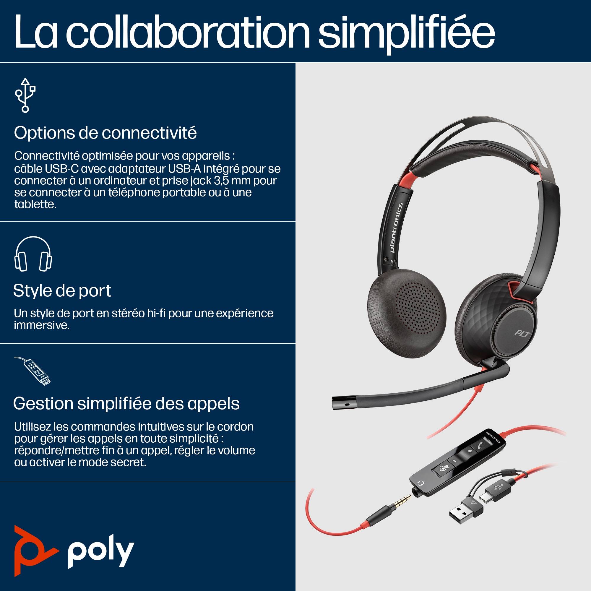 Rca Informatique - image du produit : POLY BW 5220 USB-C HS +3.5MMP +USB-C/A