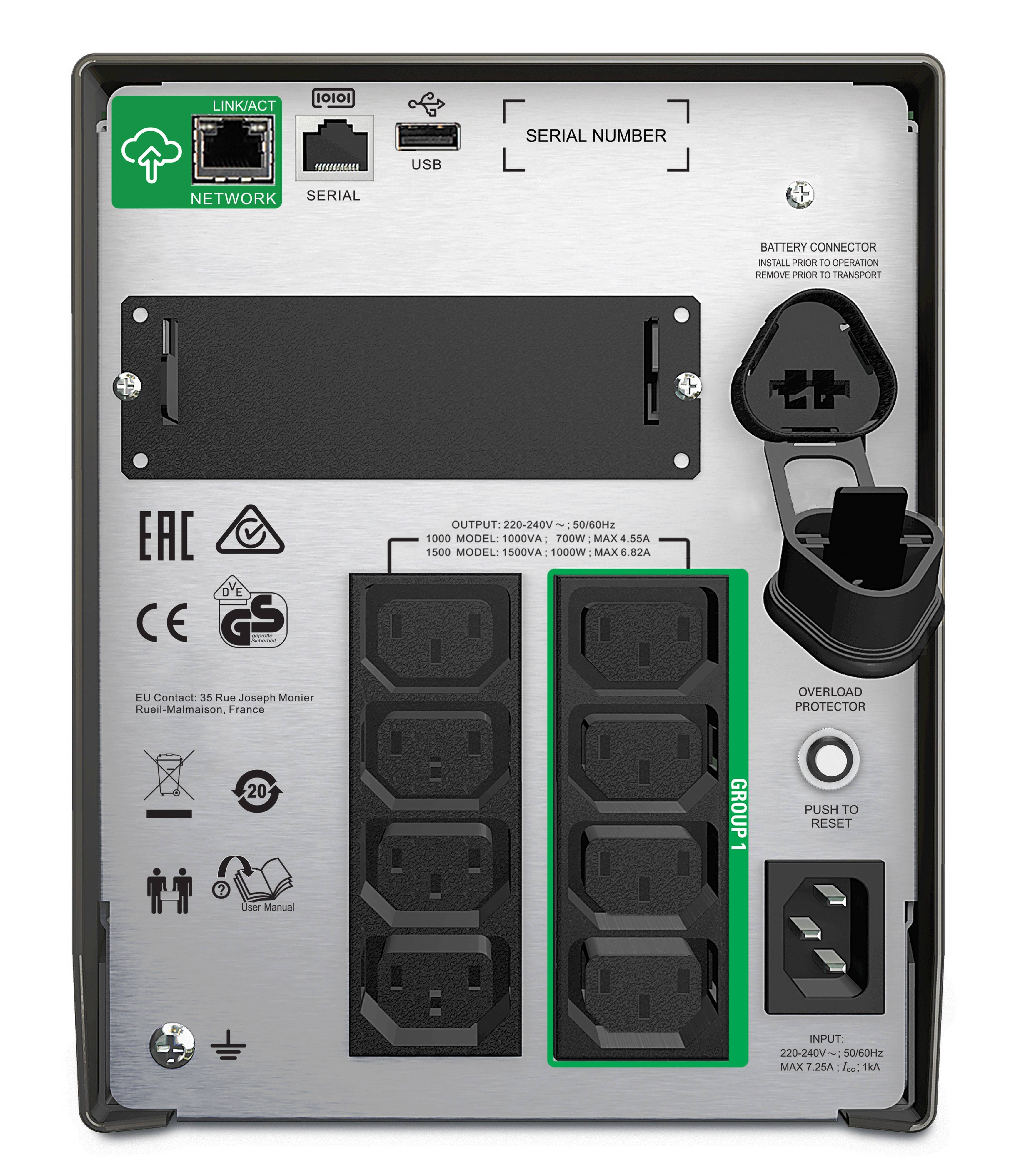 Rca Informatique - image du produit : APC SMART-UPS 1000VA LCD 230V WITH SMARTCONNECT IN