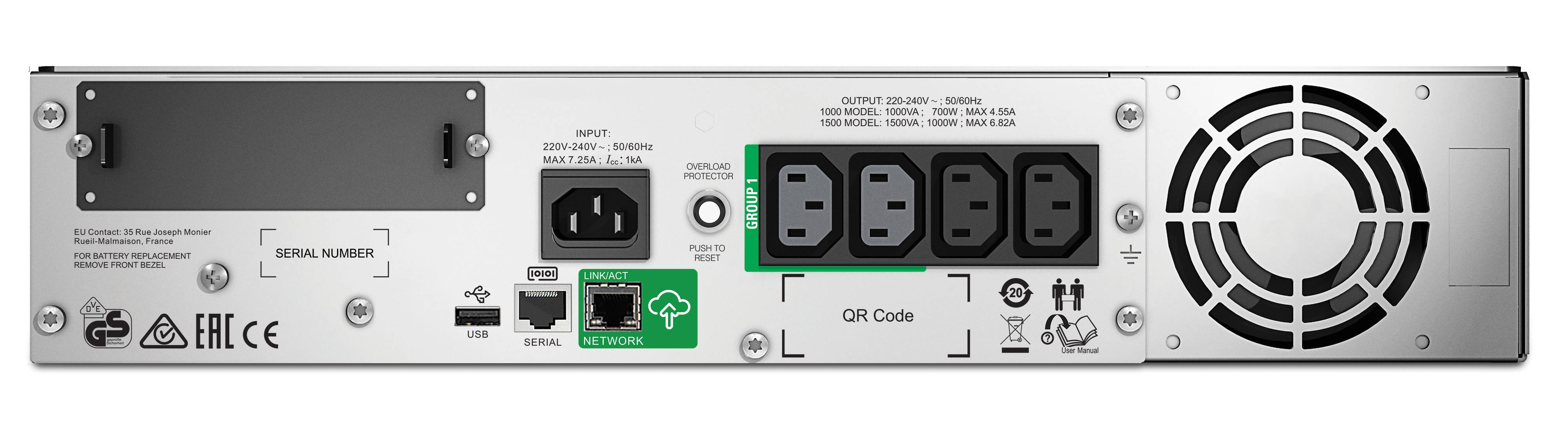 Rca Informatique - image du produit : APC SMART-UPS 1500VA LCD RM 2U 230V WITH SMARTCONNECT IN