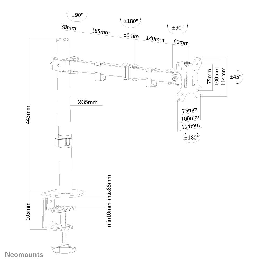 Rca Informatique - image du produit : NEWSTAR FLAT SCREEN DESK MOUNT